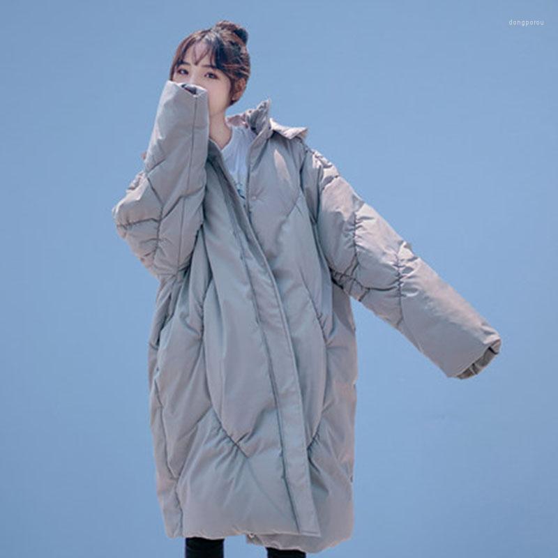 

Women's Trench Coats Oversized Hooded Long Winter Parkas Women Fashion Loose Coat Down Cotton-Padded Jacket Female Warm Overcoat C424, Beige