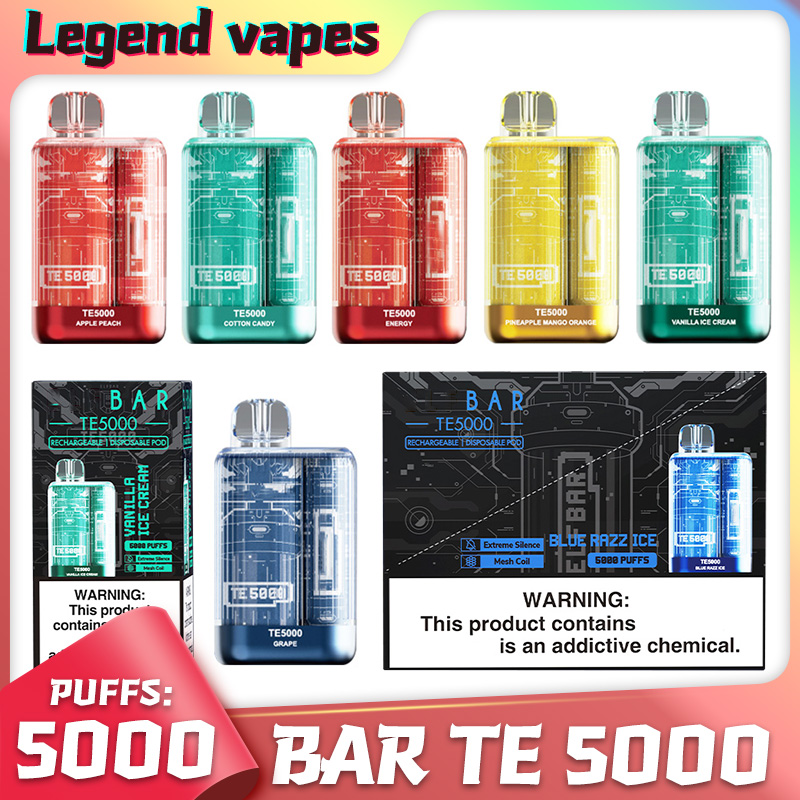 

Bar TE 5000Puffs Disposable E cigarette Vape Pen Mesh Coil 12ml Pre-filled 5% Pod 650mah Rechargeable Battery Cartridge Pod Device Vaporizer vapes