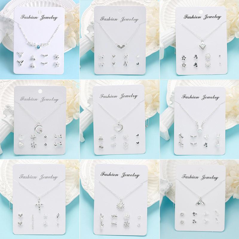 

Necklace Earrings Set JTCFLY Korean Women's Elk Love Pearl Cross For Women Fashion Jewelry 2023 Crystal Stud Earring, Picture shown