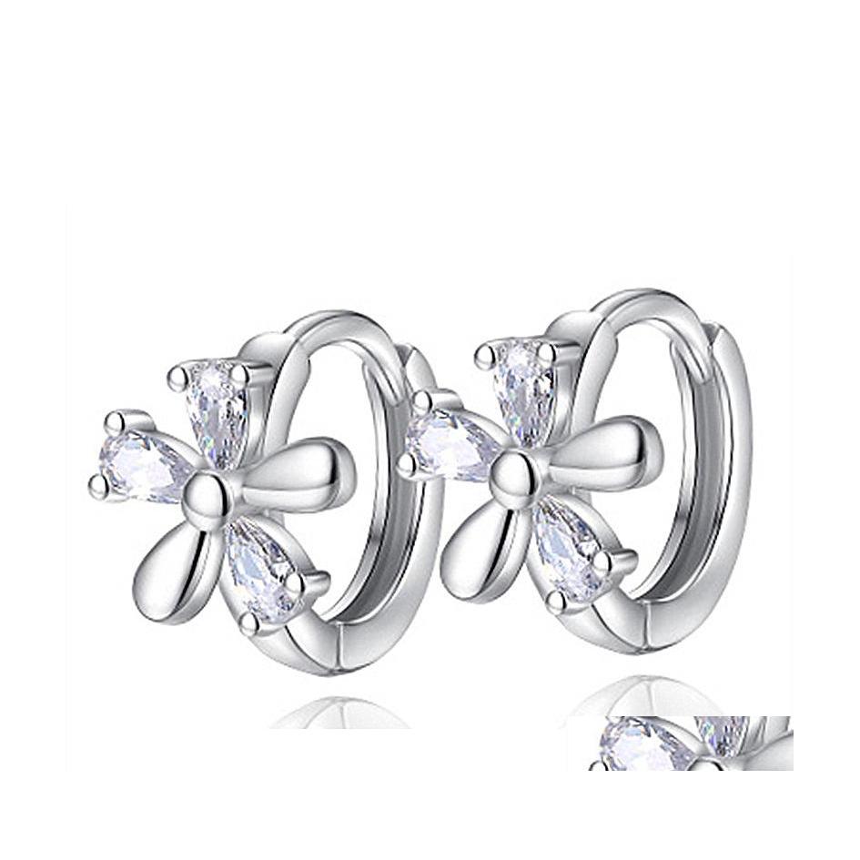 

Charm Sier Earring Woman Ear Buckle Fashion Jewelry Crystals Earrings Retro Five Leaf Flower Drop Delivery Dh76B
