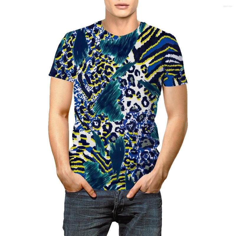 

Men's T Shirts Leopard Print Ethnic Simple Basic Sports Shirt Pants Men's Summer Couple Casual Short-sleeved Loose Lazy Wind Round Neck, Army green
