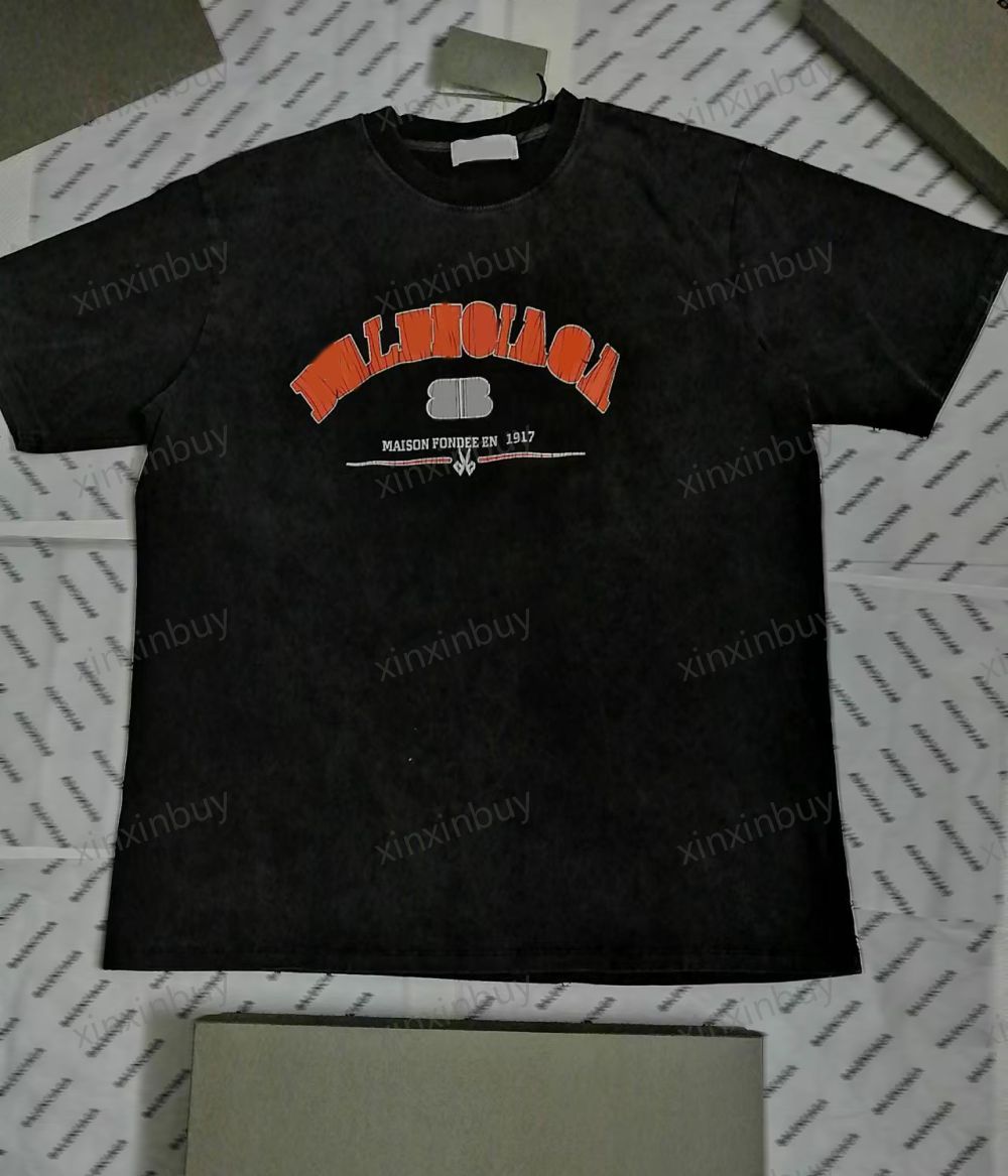 

xinxinbuy Men designer Tee t shirt 23ss Paris destroyed letters scissors pattern print short sleeve cotton women white black gray XS-L, Multi