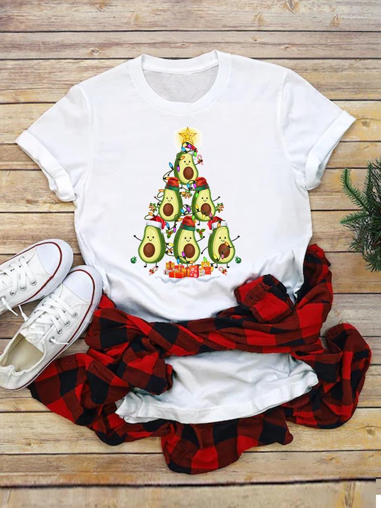 

Women's T Shirts Women Fashion Female Merry Christmas Casual T-shirts Avocado Love 90s Style Clothing Print Short Sleeve Graphic Tee Year, Qlo31070