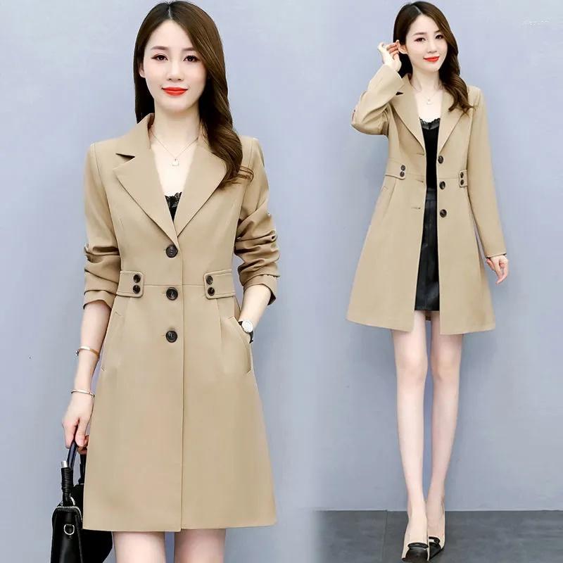 

Women's Trench Coats Spring Autumn Coat Women 2023 Fashion Korean Single-Breasted Mid Long Overcoat Windbreaker Female Outerwear 3XL, Khaki