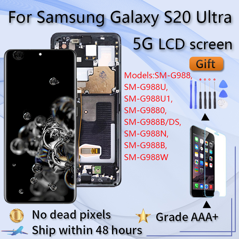 

For Samsung Galaxy S20 Ultra 5G SM-G988B G988U , G988W G9880 G988N LCD Screen Display Touch Screen With Frame