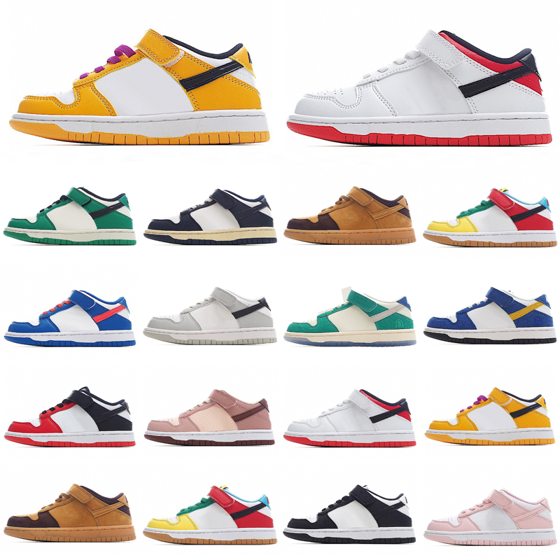 

2023 Designer casual shoes for kids flat sneakers low Panda White Black Grey Fog UNC Chunky Green Glow Triple Pink Strange Love GAI dunks Baby Infant trainers Size 24-37, As photo 9