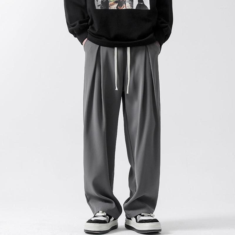 

Men's Pants Men Sweatpants Loose Straight Casual Mopping Spring Summer Solid Pleated Mercerized Oversized Wide Leg Sports Trousers 5XL, Black