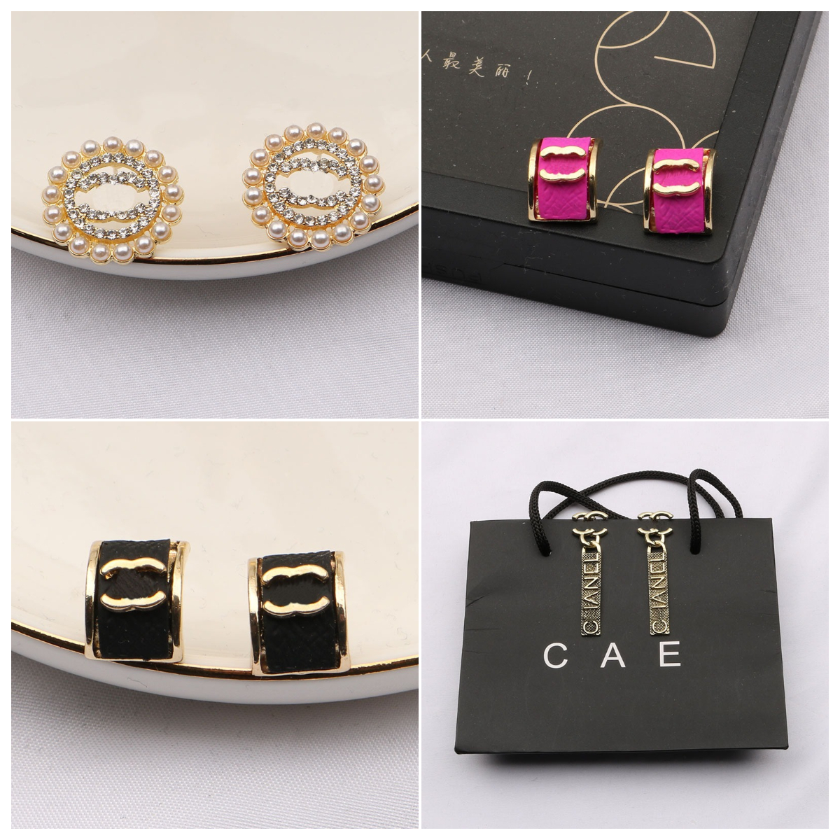 

18K Gold Plated Designer Ear Stud Earrings Brand Designers Geometry Letters Fashion Women Crystal Rhinestone Earring Wedding Party Jewerlry Luxyry Gift With Box