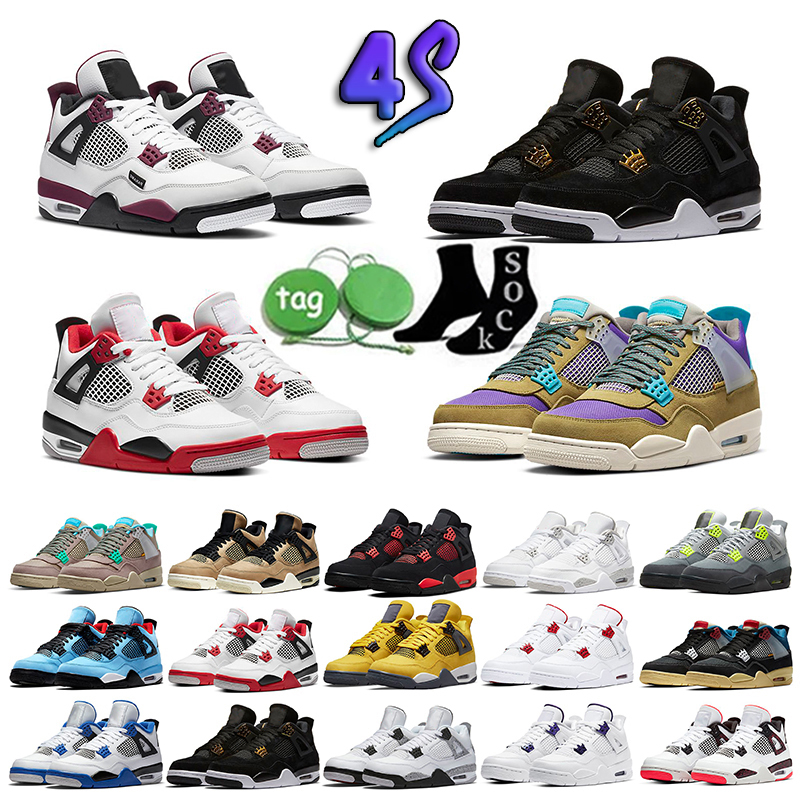 

Men Women Basketball Shoes Jumpman 4 4s Shimmer Black Cat Union Taupe Haze Desert Moss TAUPE HAZE UNIVERSITY BLUE White Oreo GUAVA ICE Pure Money Mens Trainers Sports, 25