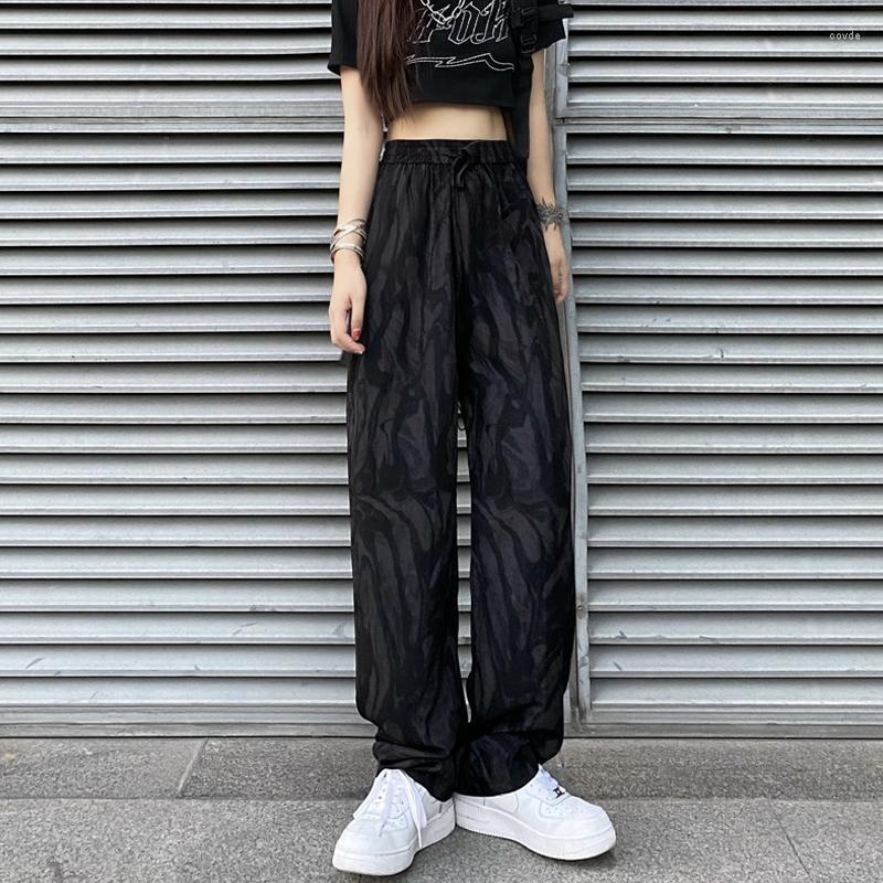 

Women's Pants Women Gothic Harajuku Black Tie Dye Wide Leg Hip Hop Streetwear Jogging Sweatpants Baggy Oversized Loose Trousers