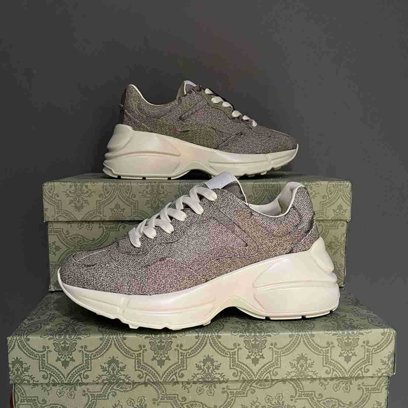 

New Designer Sneakers Shoes Rhyton Designer Shoes Beige Men Trainers Vintage Luxury Chaussures Ladies White Shoe Fashion Sneak wa, 16