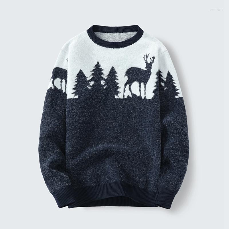 

Men's Sweaters Men 's Sweater Slim Fit Warm Knitwear 2023 Autumn And Winter Christmas Elk Printing, Black