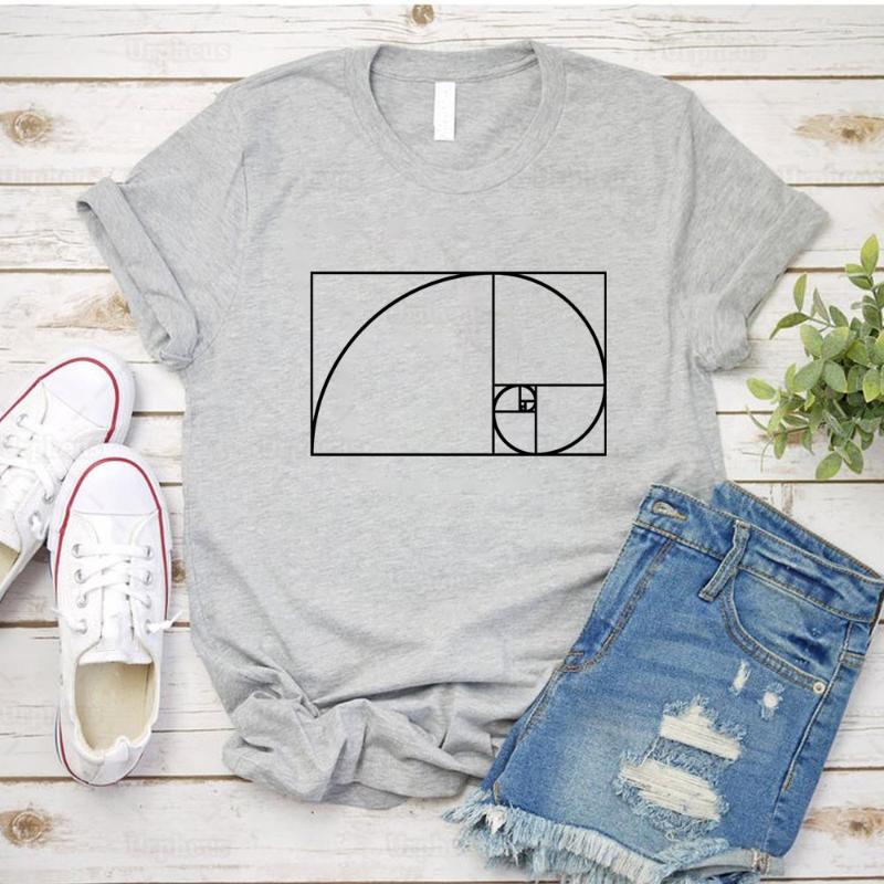 

Women' T Shirts Fibonacci Spiral T-Shirt Unique Science Math Golden Ratio Super Engineer Shirt Tees, Black