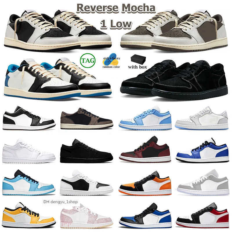 

box with Jumpman 1s Basketball Shoes Black Phantom 1 low Reverse Mocha UNC Panda Chicago Bred Patent travis scotts Mens Trai jorden jorda n, 17
