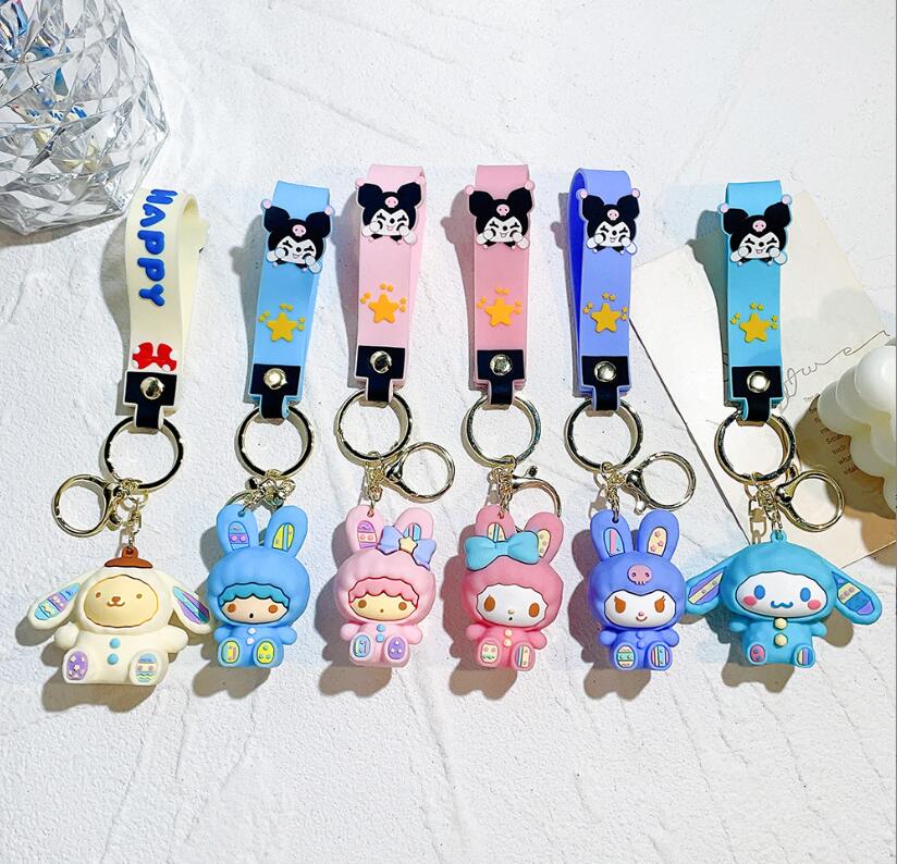 

Cute Animation Jewelry KeyChain Different Colors Animals Dog PVC Key Ring Accessories kids birthday gift