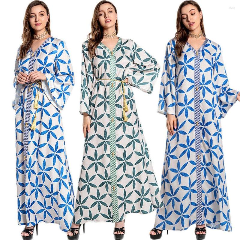 

Ethnic Clothing Fashion Abaya Women Muslim Dubai Print Maxi Dress Islamic Arab Loose Kaftan Robe Jilbab Moroccan Burqa Party Gown Jalabiya