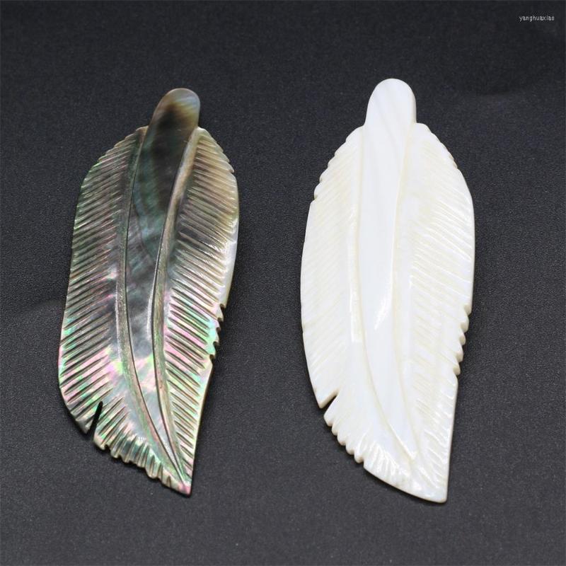 

Pendant Necklaces Natural Shell Charms Feather Shape Antique Bronze Silver Color Making Handmade Jewelry Pary Gift 15x80mm