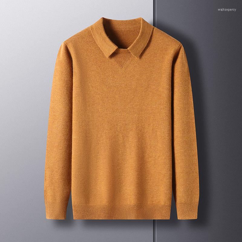 

Men's Sweaters End Designer High 2023 Men's Knitting Pullover Autumn/Winter Lapel Solid Color Wool Sweater Korean Simple Fashion, Black