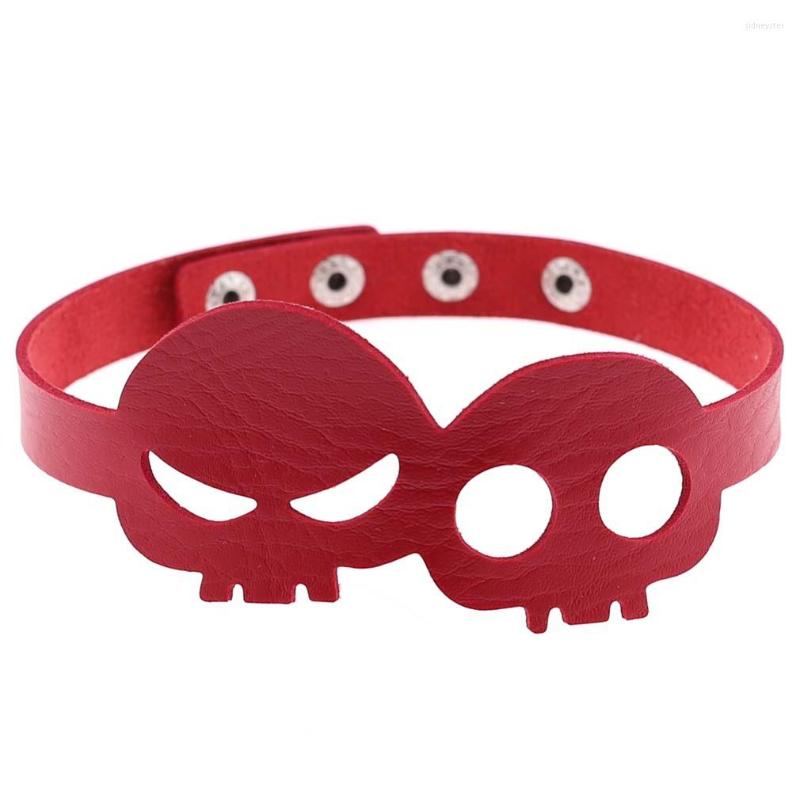 

Choker Halloween Skull Gothic Leather Collar Necklace For Women Punk Black Color Party Vintage Jewelry Drop 55mm Wide