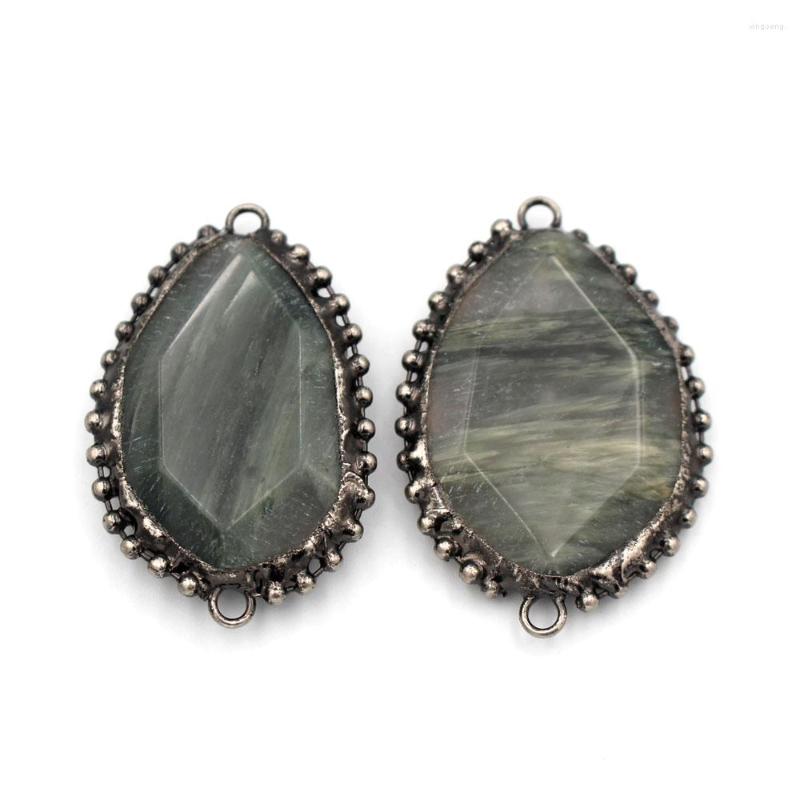 

Pendant Necklaces 5pcs Irregular Natural Stone Jasper Picture Gold Sand Connectors Plated Copper Charms DIY Jewelry Making