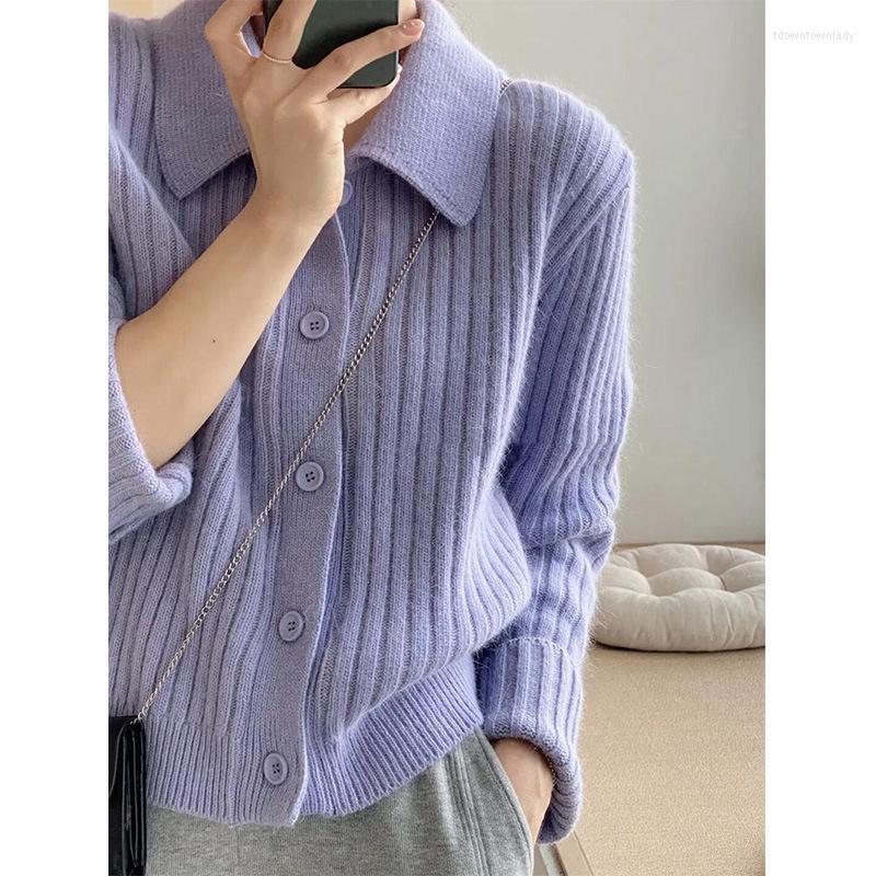 

Women's Knits French Retro Striped V-neck Sweater 2023 Autumn And Winter Outer Wear Long-sleeved Knitted Cardigan Coat Women, Black