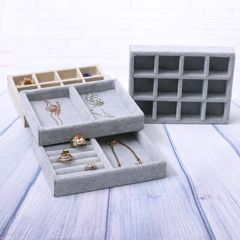 

Jewelry Pouches Fashion Smart Display Tray Velvet Linen Holder Stand