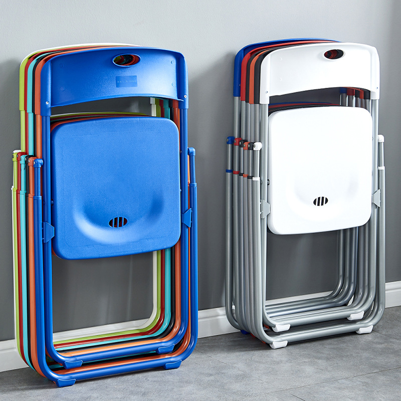 

Folding chair multicolor Patio Benches Household plastic dining chairs Outdoor portable activities Meeting Training staff back computer seating stool