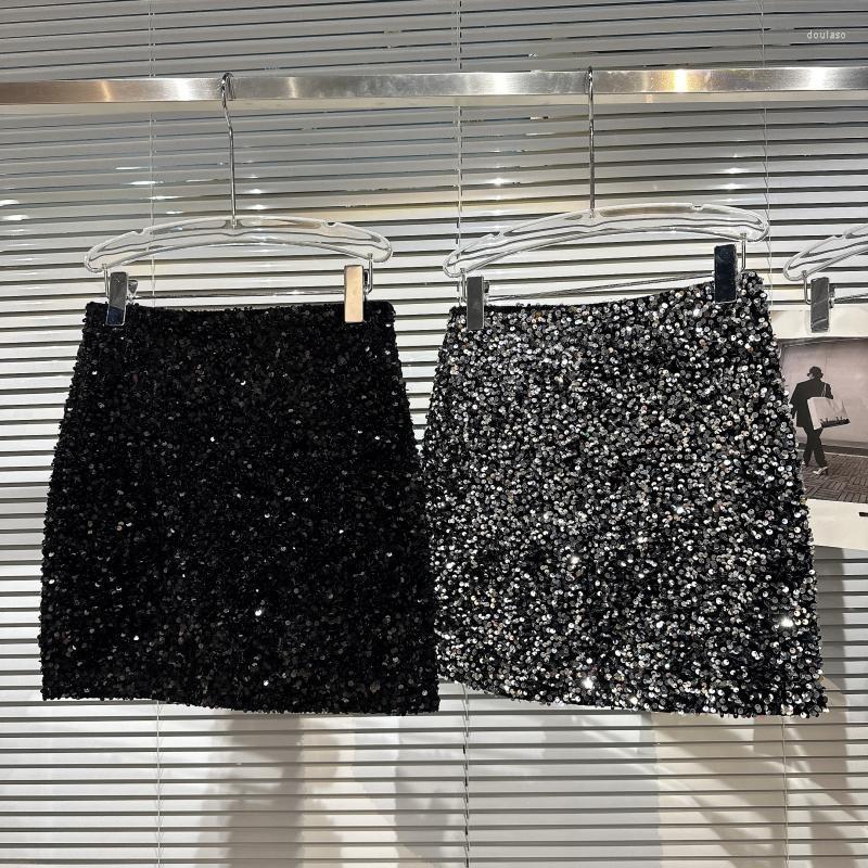

Skirts 2023 Autumn Winter Arrival Bright Sequins Short Bodycon Skirt Women Mini