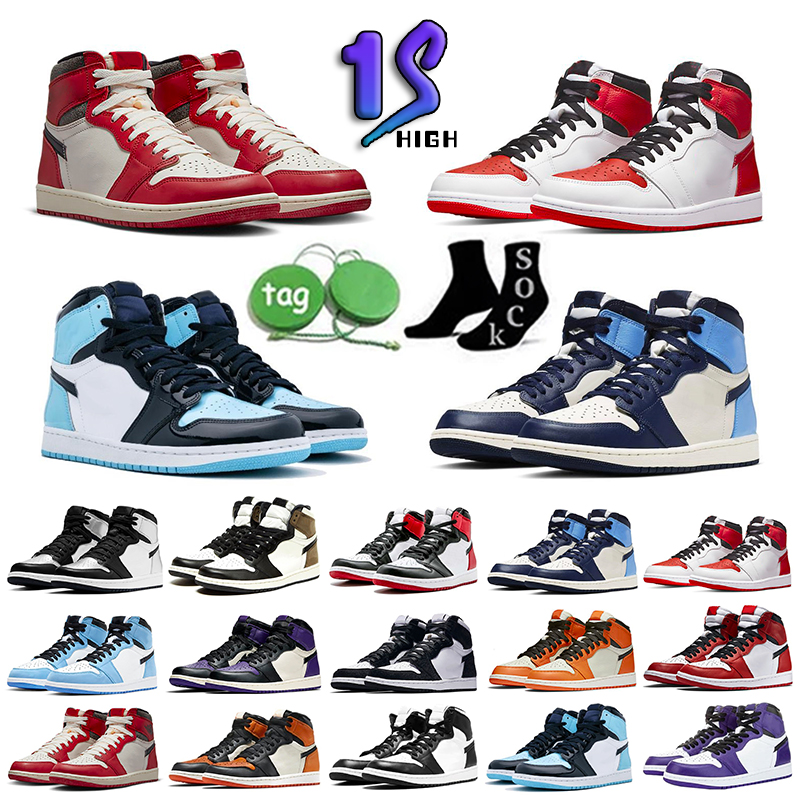 

SOLO Jumpman 1 Basketball Shoes For Men Women 1s Sneakers Bred Patent University Blue Gorge Green Stage Haze Starfish Heritage Mens Sport Trainers, 22
