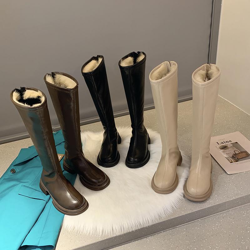 

Boots Shoes Women Over Knee Zipper Boots-Women Round Toe Winter Footwear Clogs Platform Over-the-Knee 2023 Rubber Ladies Low Ret