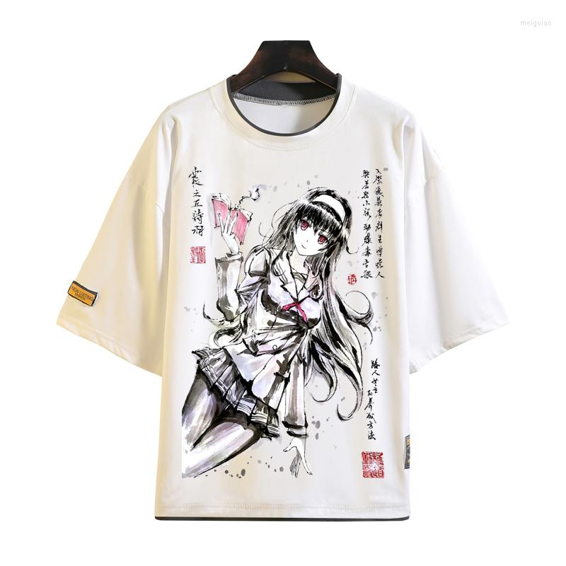 

Men's T Shirts Anime The Cultivating Way Cosplay Costume Adult White Short Sleeve T-shirt Ink Wash Painting Printed Shirt