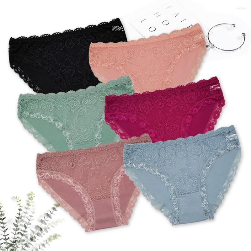 

Women's Panties 12Pcs/Lot Fashion Cotton Women's Comfortable Sexy Lace Briefs Low Waist Solid Color Girls', Multi