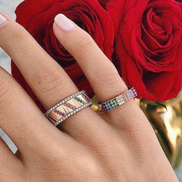 

Cluster Rings Rainbow Zirconia Cz Gold Filled Engagement Wide Band Ring For Women USA Size 6 7 8 Selling Drop Female JewelryCluster