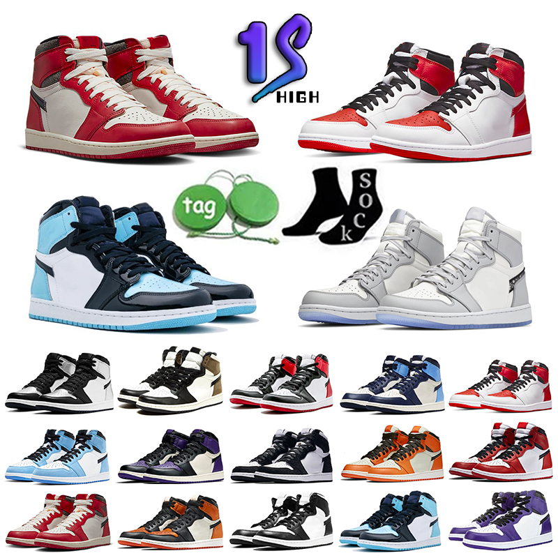 Solo men women High 1s Basketball Shoes Chicago Gorge Green Stage Haze Diamond Dark Mocha Patent Bred Panda University Blue jumpman 1 retro mens