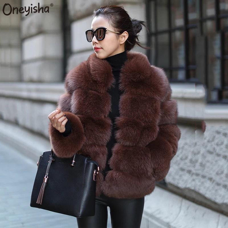 

Women' Fur & Faux Luxury Ladies Winter Coat 2023 Short Fake Outerwear Elegant Thick Warm Women Party Overcoat Female, White