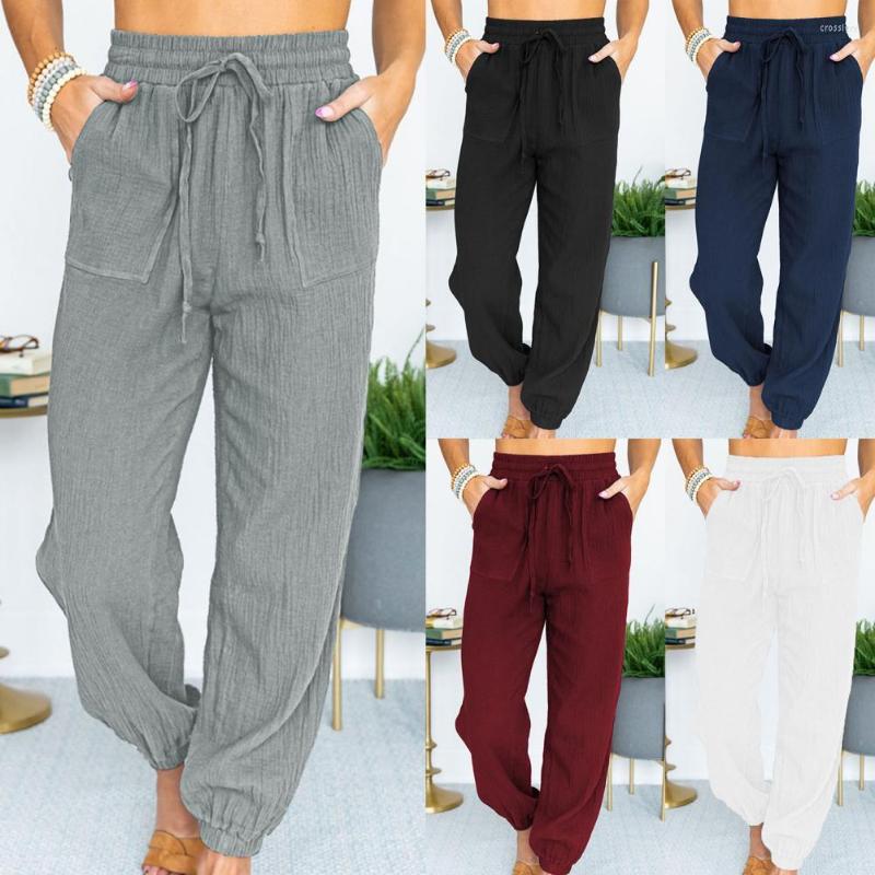 

Women's Jeans Casual Harem Pants Women's Trouser Capris Solid Color Pockets Thin Cargo Women Trousers For Sports, Black