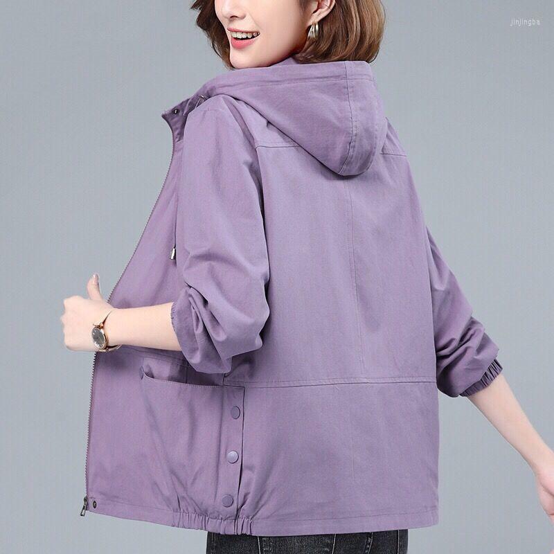 

Women's Jackets Women's Jacket 2023 Autumn Fashion Hooded Windbreaker Female Zipper Casual Basic Coats Outerwear 5XL, Purple