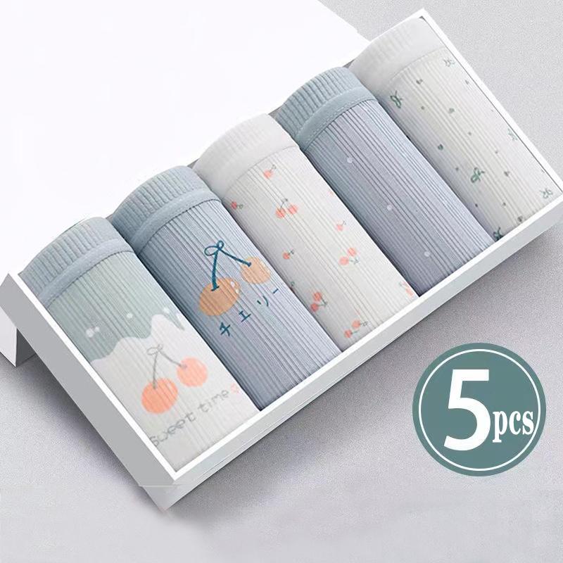 

Women's Panties 5PCS/Set Women's Cotton Underwear Breathable Cute Print Briefs Panty Girls Underpants Female Lingerie -2XL, Any color-5pcs