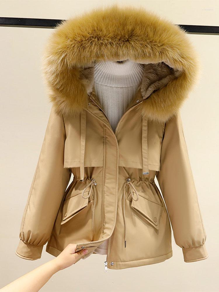 

Women's Trench Coats Winter Down Jacket Cotton Short Faux Fur Hooded Warm Keeping Style Overcome Waist Closing, Picture5