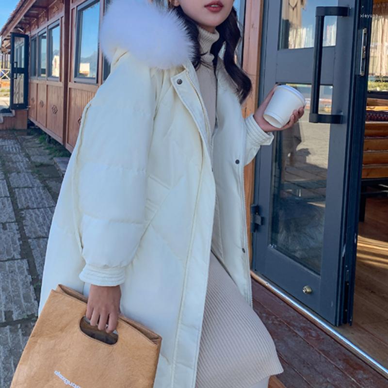 

Women's Trench Coats Winter 2023 Women's Korean Version Of Ins Loose And Thick Over-the-knee Down Cotton-padded Jacket Long, Black