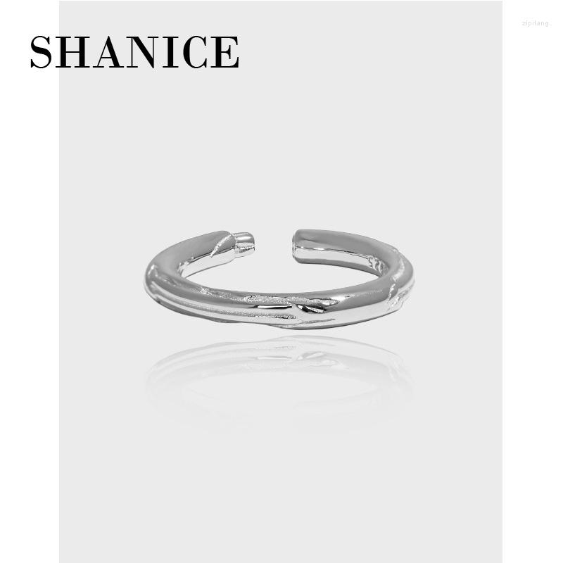 

Cluster Rings SHANICE Ins Niche Design Minimalist Wild Geometric Circle Texture S925 Sterling Silver Open Ring Female