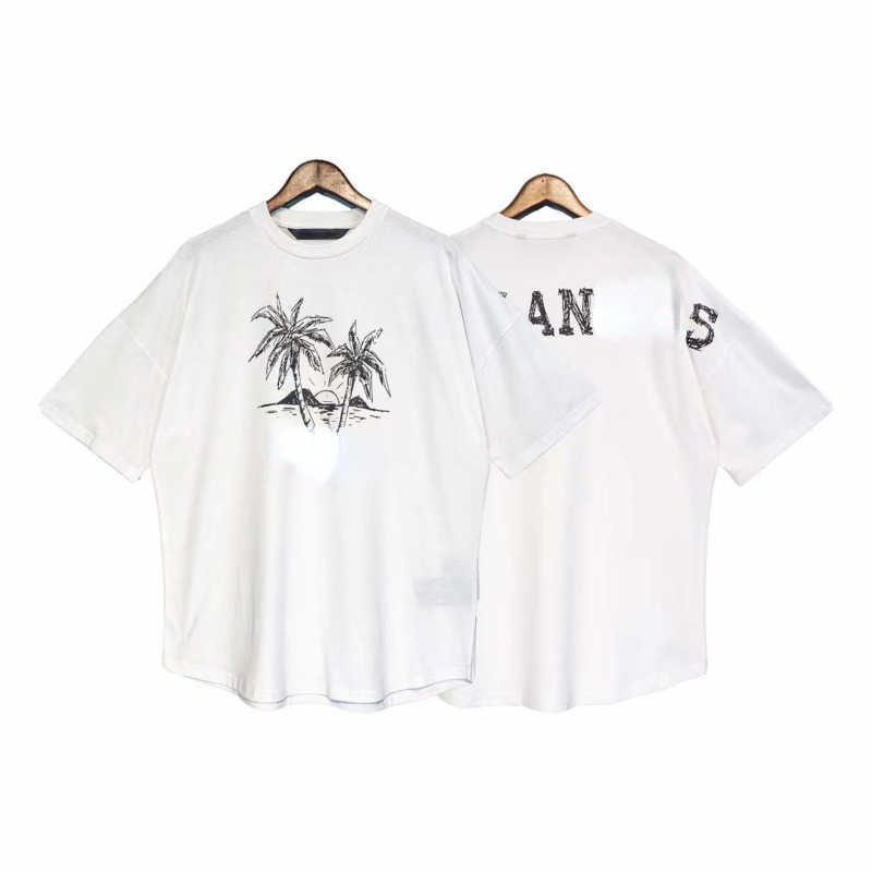 

Fashion mens t shirt coconut tree letter printing short sleeved Tshirt designer tshirts men women loose pullover tee, White