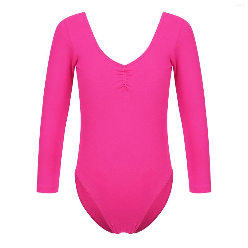 

Stage Wear Kids Girls Ballet Leotards Gymnastics Bodysuit Costume Long Sleeve Dance Leotard Jumpsuit Dress Practice Training, Pink