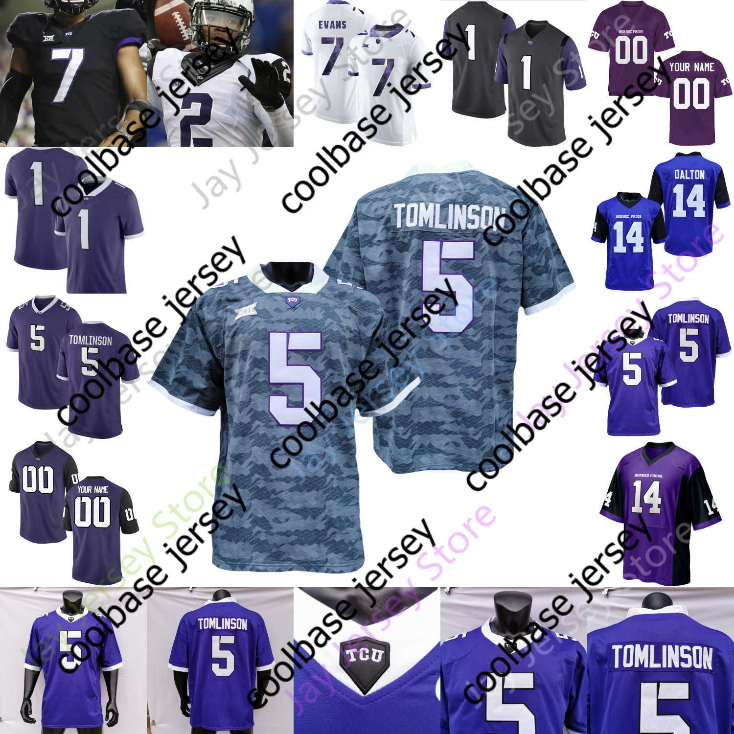 

TCU Horned Frogs Football Jersey NCAA College Andy Dalton LaDainian Tomlinson Max Duggan Miller Hodge Brown Hudson Bailey Jackson Winters, White