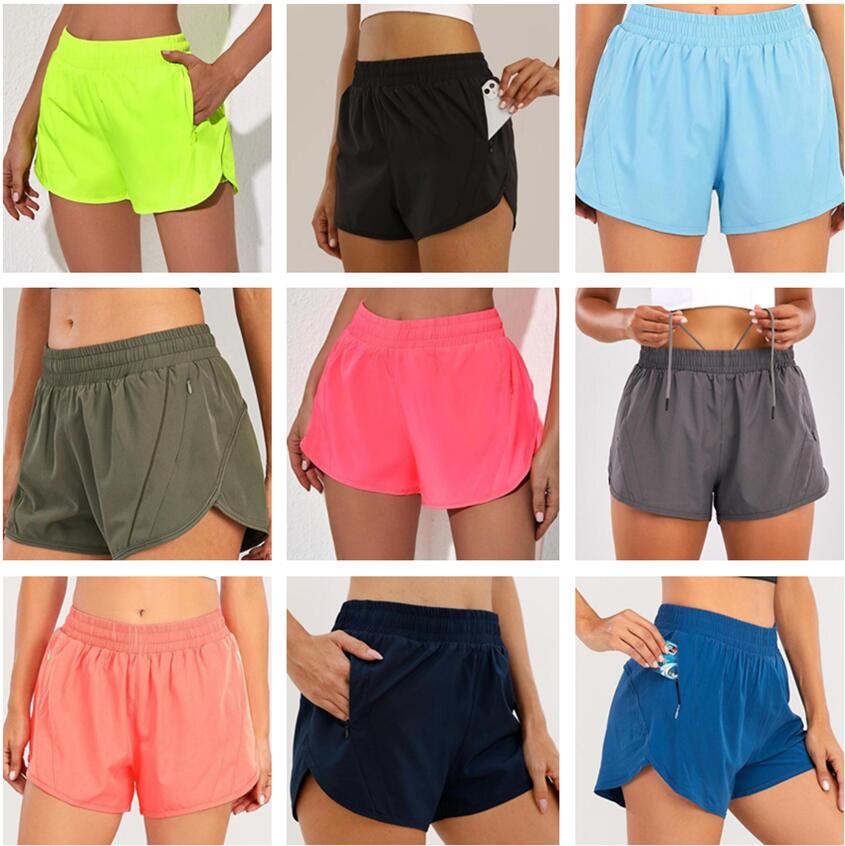 

lu Brand Womens Yoga Outfits High Waist Shorts Exercise Short Pants Fitness Wear Girls Running Elastic Adult Pants Sportswear