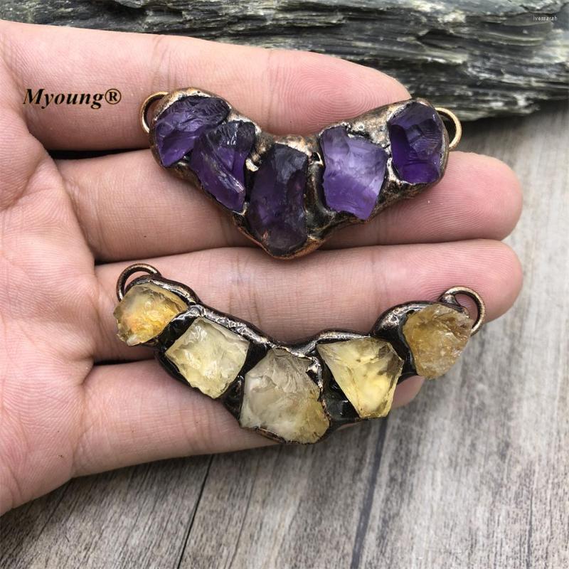 

Pendant Necklaces Soldered Bronze Plated Natural Amethysts Citrines Crystal Quartz Vintage Necklace For Jewelry Making MY220914