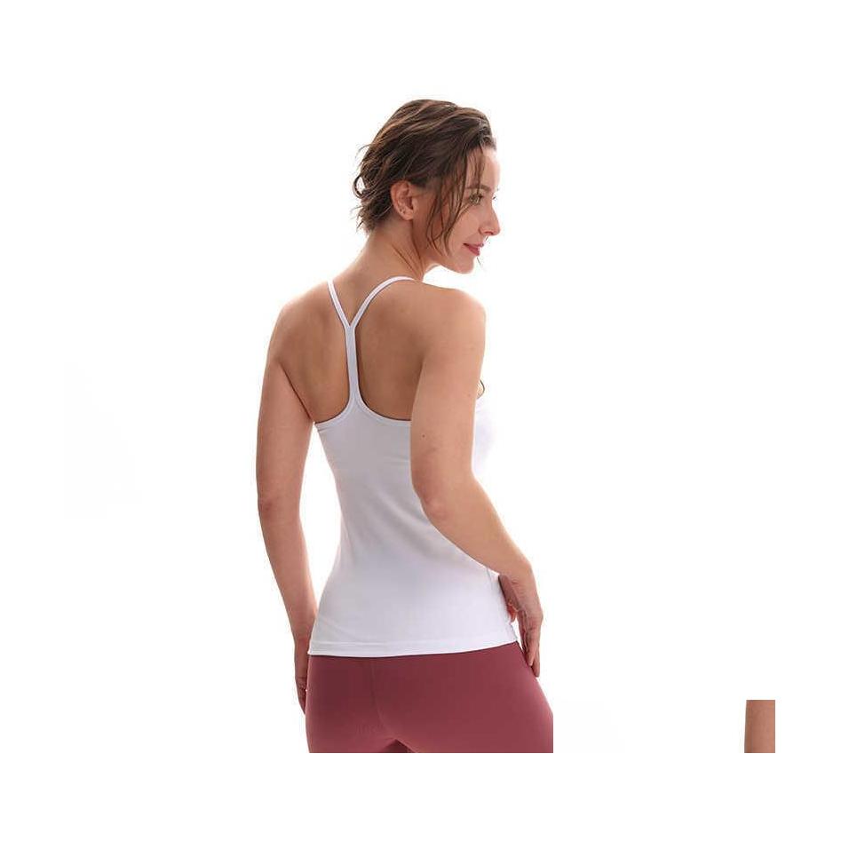 

Yoga Outfits Camisole Sports Bra Vest Nylon High Elastic Shockproof Women Underwears With Chest Pad Running Fitness Inner Jacket Tan Dhv5H, Mei luo red
