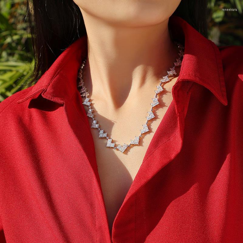 

Chains 37 Princes Moissanite Necklace S925 Silver 45 CM Luxury Engagement Wedding Jewelry