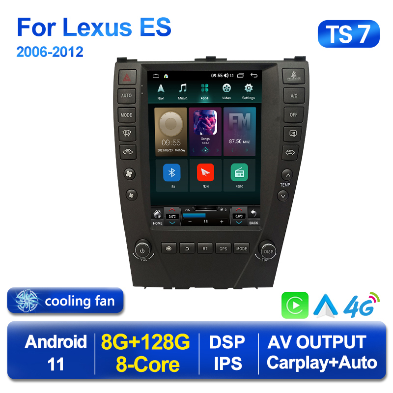 

Tesla Style Android 11 Car dvd Radio Player For Lexus ES ES240 ES300 ES330 ES350 Auto GPS Navigation 4G BT