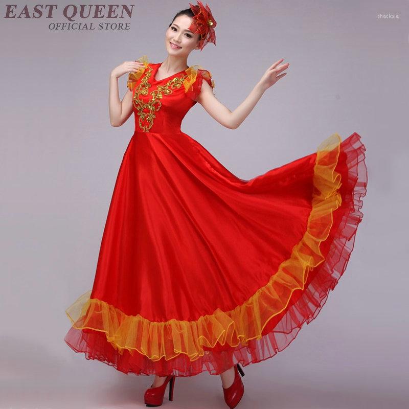 

Stage Wear Wholesale Carnival & Dance Red Color Billowing Dress Gold Sequins Dancer Singer Performance 3XL 4XL FF048 YQ